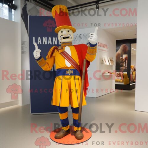 Personnage Mascotte Redbrokoly D Un Chevalier Médiéval Marron Habillé D Un Jegging Et D Un Bonnet