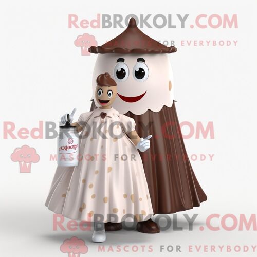 Personnage De Costume De Mascotte Redbrokoly De Bouteille De Lait Rouille Habillé Avec Une Jupe Plissée Et Des Anneaux