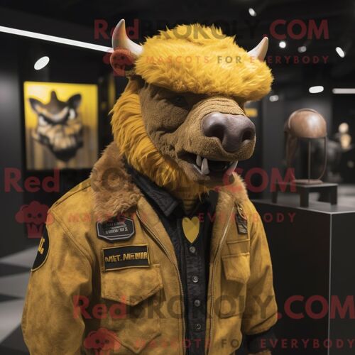 Personnage Mascotte Redbrokoly D Une Alliance Jaune Citron Habillé D Une Combishort Et De Bretelles