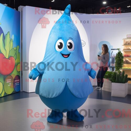 Personnage Mascotte Redbrokoly D Une Poire Bleue Habillée D Une Culotte Et D Un Bonnet
