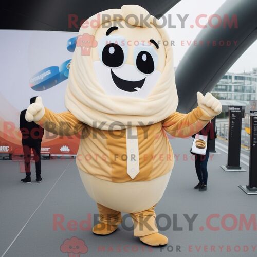 Costume De Mascotte Redbrokoly De Croissant Beige Personnage Habillé D Un Costume Et D Épingles De Châle
