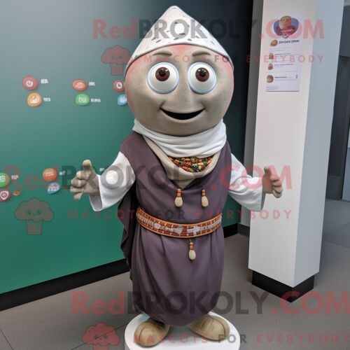 Personnage Mascotte Redbrokoly D Un Puma Rouge Habillé D Une Jupe Longue Et De Colliers