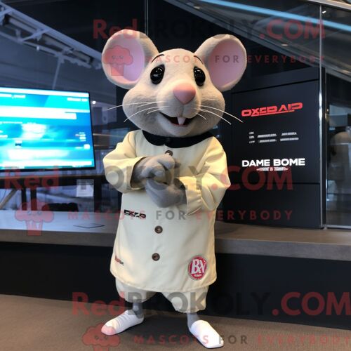 Personnage Mascotte Redbrokoly D Un Hérisson Rose Habillé D Un Costume Pantalon Et D Écharpes