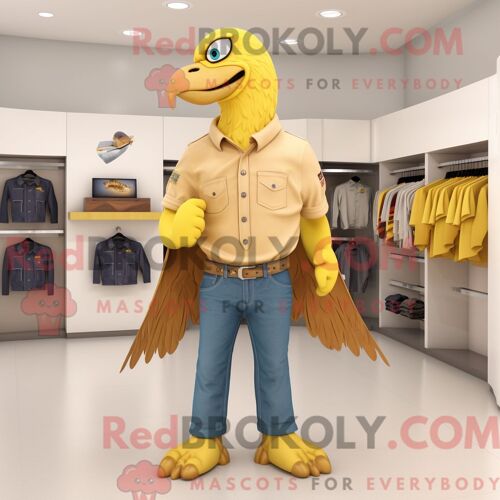 Personnage De Costume De Mascotte Redbrokoly De Pygargue À Tête Blanche Habillé D Un Jean Bootcut Et De Portefeuilles