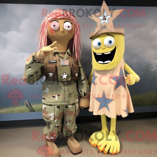 Personnage Mascotte Redbrokoly D Un Soldat Américain De Rust Habillé D Une Robe Longue Et D Épingles À Cheveux