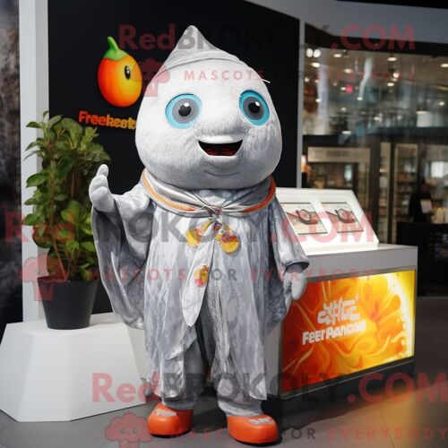 Personnage Mascotte Redbrokoly D Une Mangue Argentée Habillée D Une Combishort Et De Châles