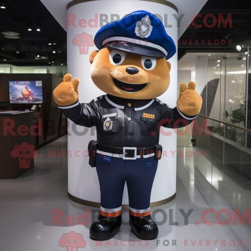 Personnage De Costume De Mascotte Redbrokoly D Officier De Police Habillé D Une Veste En Cuir Et De Coussinets De Pied