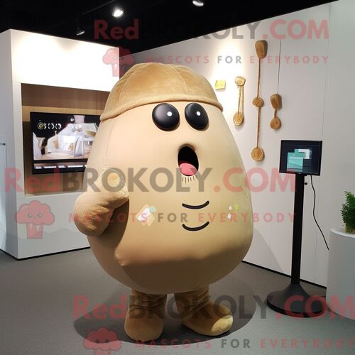 Mascotte Redbrokoly De Personnage De Pomme De Terre Beige Habillé D Un Short Et De Porte-Clés