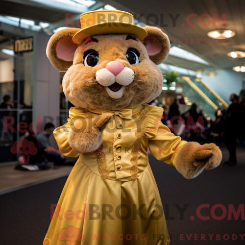 Personnage De Costume De Mascotte Redbrokoly De Furet Magenta Habillé Avec Une Chemise Boutonnée Et Des Clips Pour Écharpe
