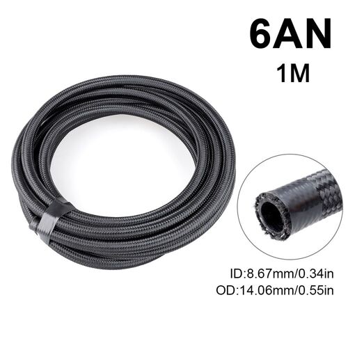 Tuyau Noir En Nylon Tressé À L'intérieur Du Caoutchouc Cpe, Pour Huile Et Carburant, An6, An8, An10, 1m