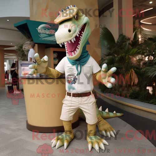 Personnage Mascotte Redbrokoly D Un Mouton Mérinos Marron Habillé D Un Maillot De Bain Une Pièce Et De Pinces À Chaussures
