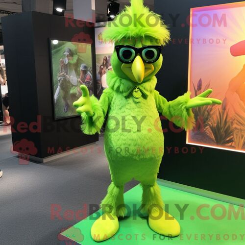 Personnage Mascotte Redbrokoly D Un Poisson Clown Olive Habillé D Un Pantalon Chino Et De Pinces À Cheveux