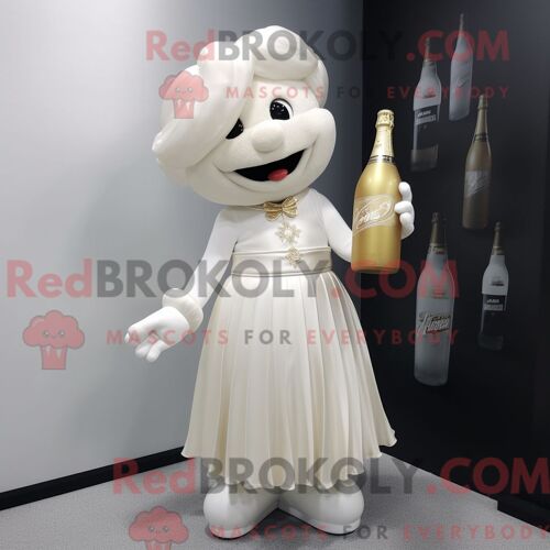 Personnage Mascotte Redbrokoly D Un Fileur D Assiettes Magenta Habillé D Une Robe Et De Colliers