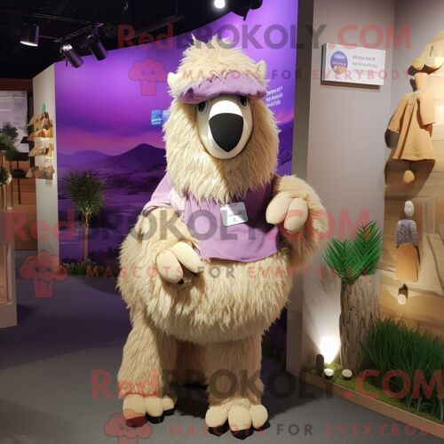 Costume Mascotte Redbrokoly De Biryani Beige Personnage Habillé Avec Une Robe De Mariée Et Des Sacs À Main