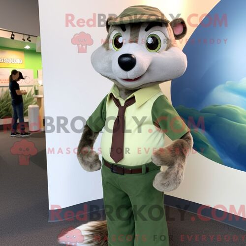 Personnage Mascotte Redbrokoly D Un Puma Blanc Habillé D Un Jeans Flare Et De Porte-Documents