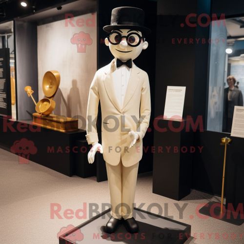 Costume Mascotte Redbrokoly De Mime Doré Personnage Habillé D Un Smoking Et De Lunettes