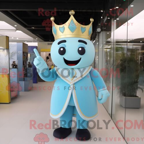 Costume De Mascotte Redbrokoly Du Roi Bleu Ciel Personnage Habillé Avec Un Pantalon De Costume Et Des Boucles D Oreilles