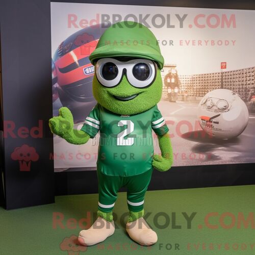 Mascotte Redbrokoly De Casque De Football Américain Vert Personnage Costumé Habillé D Une Robe Portefeuille Et De Lunettes De Soleil