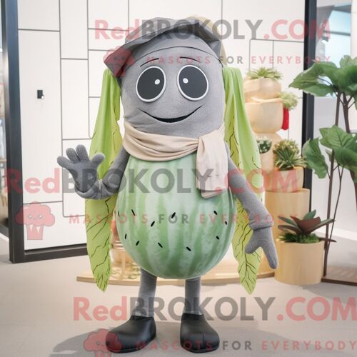 Costume De Mascotte Redbrokoly Peach Yeti Habillé Avec Un Maillot De Bain Une Pièce Et Des Sacs À Dos