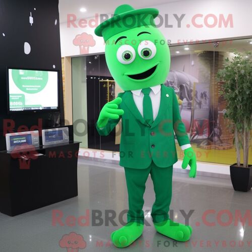 Personnage De Costume De Mascotte Redbrokoly De Forest Green Television Habillé Avec Un Pantalon De Costume Et Des Boucles D Oreilles