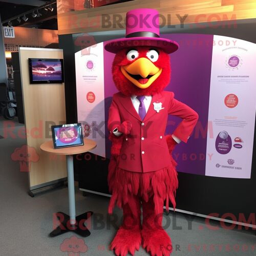 Personnage De Costume De Mascotte Redbrokoly De Forest Green Television Habillé Avec Un Pantalon De Costume Et Des Boucles D Oreilles