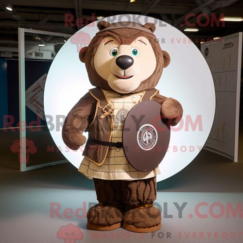 Personnage Mascotte Redbrokoly D Un Soldat Romain De Rust Habillé D Une Combishort Et De Bérets