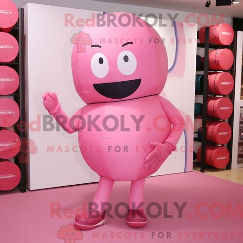 Personnage Mascotte Redbrokoly D Un Boulet De Canon Humain Rose Habillé D Un T-Shirt À Manches Longues Et De Pochettes