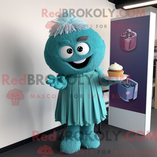 Personnage Mascotte Redbrokoly D Une Boulette De Viande Violette Habillée D Un Pantalon Et D Un Châle En Velours Côtelé