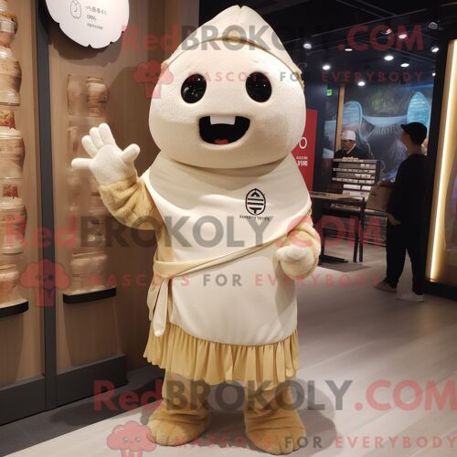 Personnage Mascotte Redbrokoly D Un Dim Sum Beige Habillé D Un Tee Graphique Et De Bracelets