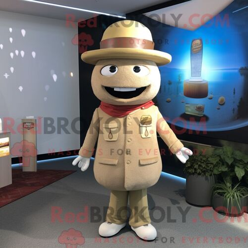 Personnage Mascotte Redbrokoly D Un Hamburger Beige Habillé D Un Blazer Et De Bérets
