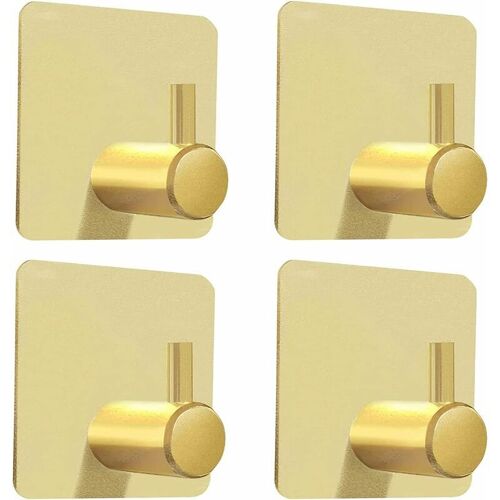 Lot de 4 crochets auto-adhesifs, crochets adhesifs extra forts, impermeables et resistants a la rouille pour porte, serviette, manteau, chapeau, sac a main dans la salle de bain, douche¿or¿ goodnice