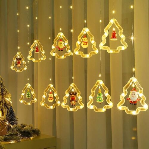 Guirlande Lumineuse De Noel 3m, Rideau De Lumiere, Lumieres De Fenetre De Noel Pour Les Decorations De Noel Dans La Chambre A Coucher, 3 M, 8 Modes,Telecommande Usb, Blanc Chaud-1 Goodnice