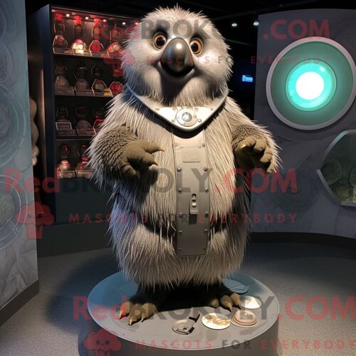 Personnage Mascotte Redbrokoly D Un Kiwi Argenté Habillé D Une Barboteuse Et D Anneaux