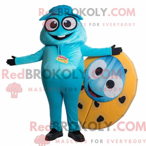 Costume De Mascotte Redbrokoly De Ballon De Volley-Ball Turquoise Personnage Habillé Avec Une Chemise Habillée Et Des Lacets De Chaussures