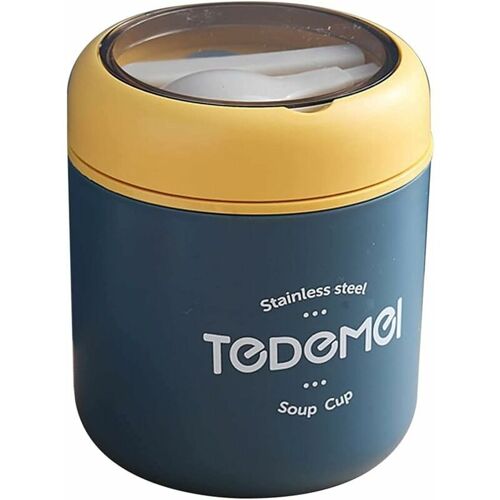 Pot A Soupe Isole Sous Vide, Boite A Bento Isolee, Comprend Une Cuillere, Un Cuisinier En Acier Inoxydable, Une Boite A Bento Pour Bol De Riz, Un Pot A Nourriture ,10.5×12cm(Bleu) Goodnice