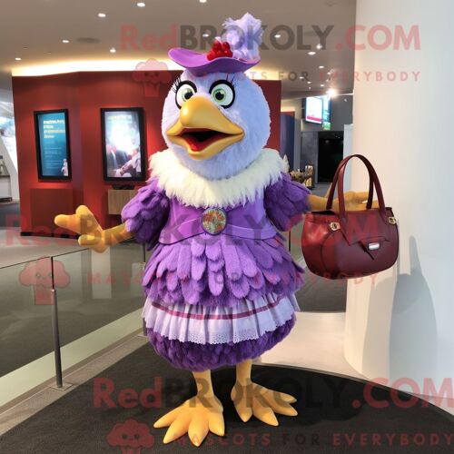 Personnage Mascotte Redbrokoly D Un Hippocampe Lavande Habillé D Un Costume Pantalon Et De Montres Bracelet