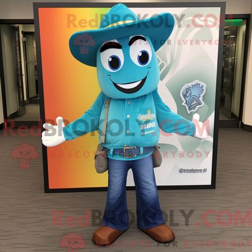 Personnage Mascotte Redbrokoly D Un Alpaga Habillé D Un Jeans Flare Et D Une Épinglette