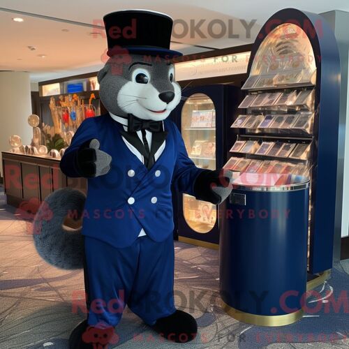 Personnage Mascotte Redbrokoly D Un Bracelet Gris Habillé D Une Veste Et De Sacs À Dos