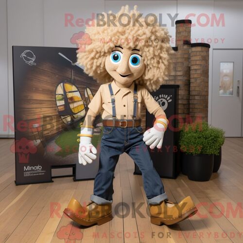Personnage Mascotte Redbrokoly D Un Albatros Orange Habillé D Une Veste Motard Et De Cravates