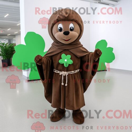Personnage Mascotte Redbrokoly D Un Loup Say Beige Habillé D Une Jupe Cercle Et De Clips Foulard