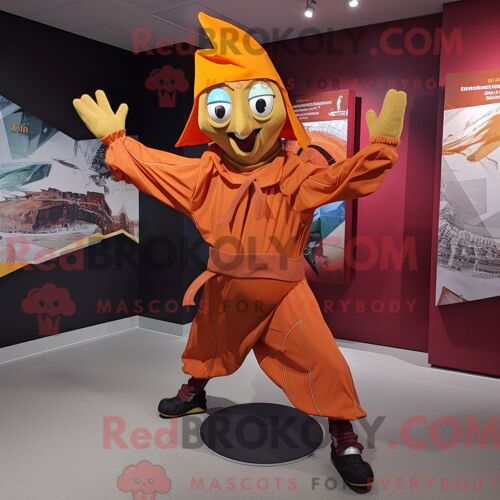 Mascotte Redbrokoly De Bague De Fiançailles Rouge Personnage Habillé Avec Une Robe Et Des Bonnets