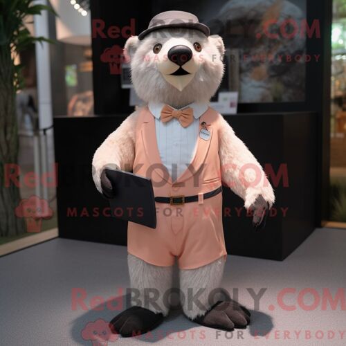 Costume De Mascotte Redbrokoly D Ours Paresseux Pêche Personnage Habillé Avec Un Costume Et Des Bretelles