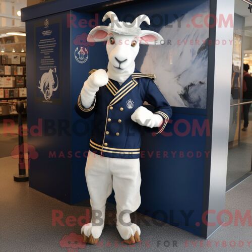 Personnage Mascotte Redbrokoly D Une Chèvre Marine Habillée D Un Manteau Et De Bandeaux