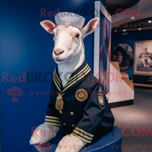 Personnage Mascotte Redbrokoly D Une Chèvre Marine Habillée D Un Manteau Et De Bandeaux