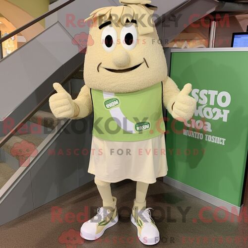 Personnage Mascotte Redbrokoly D Un Tyrannosaure Vert Habillé D Une Robe Trapèze Et De Sacs Besaces