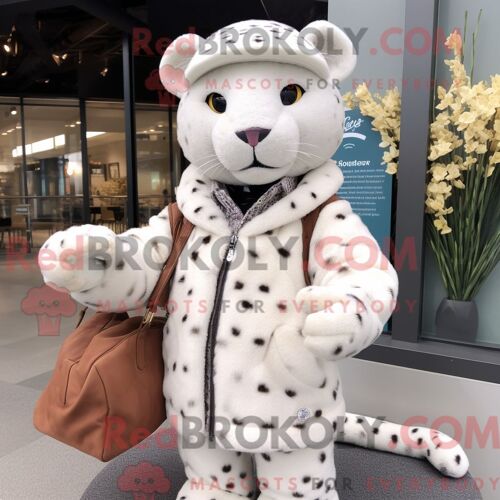 Personnage Mascotte Redbrokoly D Un Puma Argenté Habillé D Un Polo Et De Broches