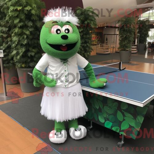 Costume De Mascotte Redbrokoly De Table De Ping-Pong Vert Forêt Personnage Habillé Avec Une Robe De Mariée Et Des Montres-Bracelets