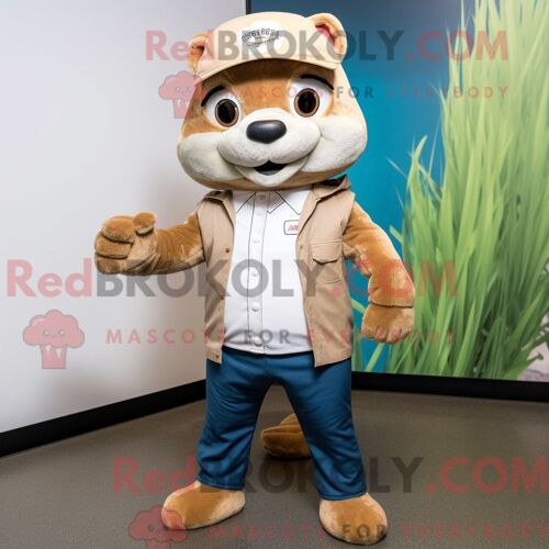 Personnage Mascotte Redbrokoly D Un Renne Argenté Habillé D Une Salopette Et De Porte-Documents