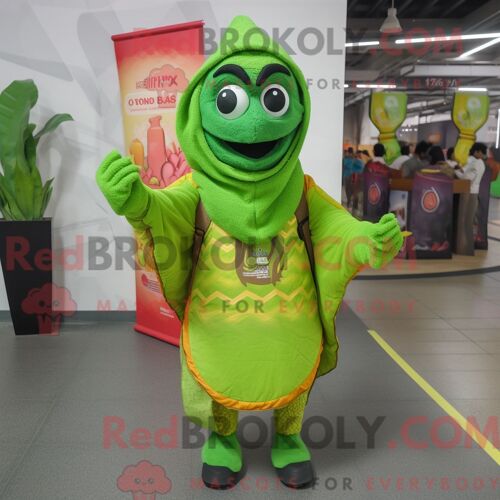 Personnage Mascotte Redbrokoly D Un Brachiosaure Olive Habillé D Un Sweat À Capuche Et De Ceintures De Smoking