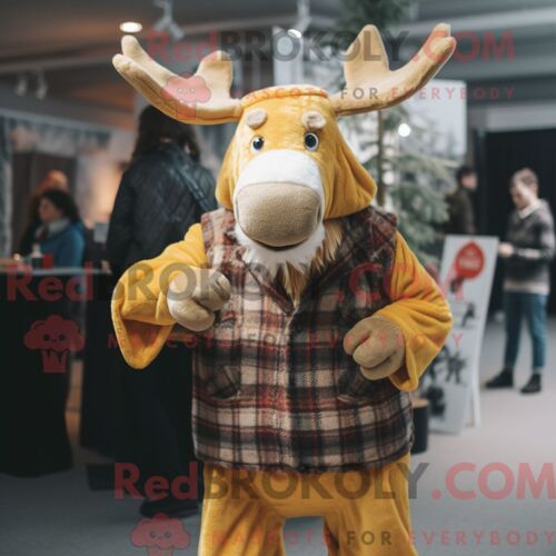 Personnage Mascotte Redbrokoly D Une Bisque De Homard Marron Habillée D Une Chemise En Jean Et De Pinces À Chaussures
